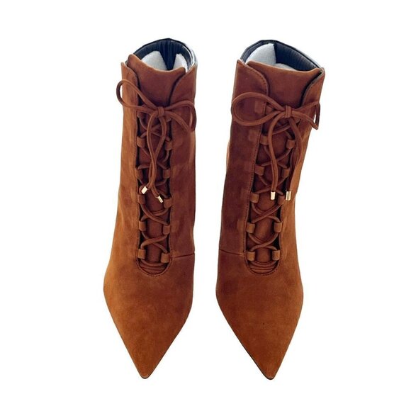 Good American Boots Womens Size 8 Tobacco Suede Pointed Toe Scandal Booties NIB - Picture 4 of 11